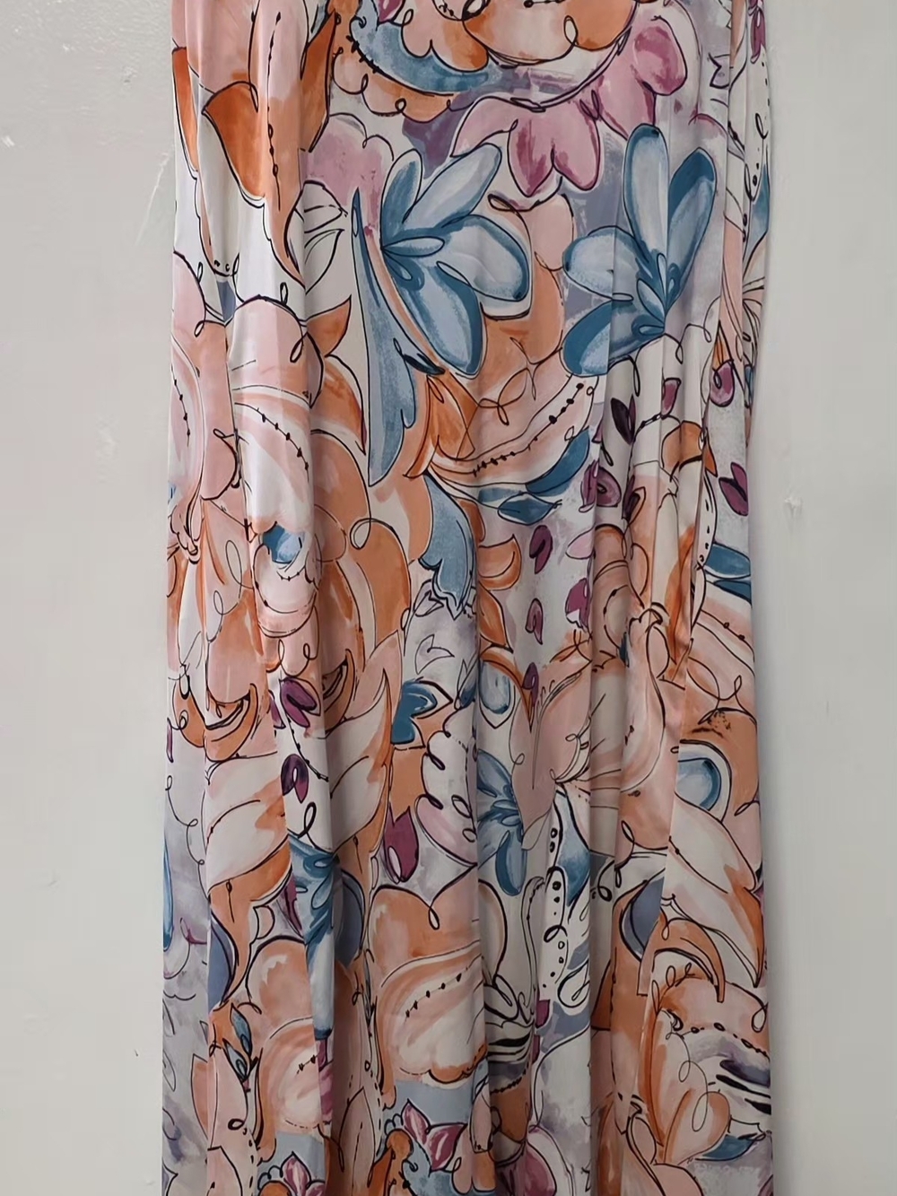 Floral Watercolor Maxi Skirt in Peach & Blue - Picture 1 of 3